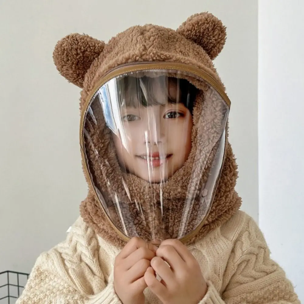 

Plush Cartoon Bear Warm Neck Ear Cap Thicken Cold Proof Windproof Hat with Removable Mask Ear Protection