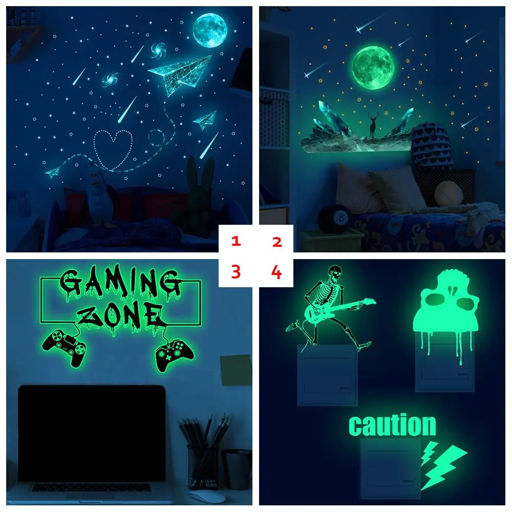 Creative Luminous Wall Sticker Wall Decal Glow In The Dark Self-adhesive Game Handle Stickers Kids Bedroom Home Decor