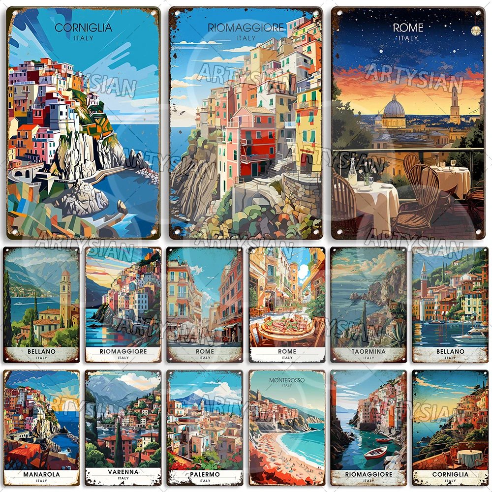 Itália viagem sinal de metal genoa palermo manarola corniglia monterosso riomaggiore vernazza roma taormina bellagio bellano placa