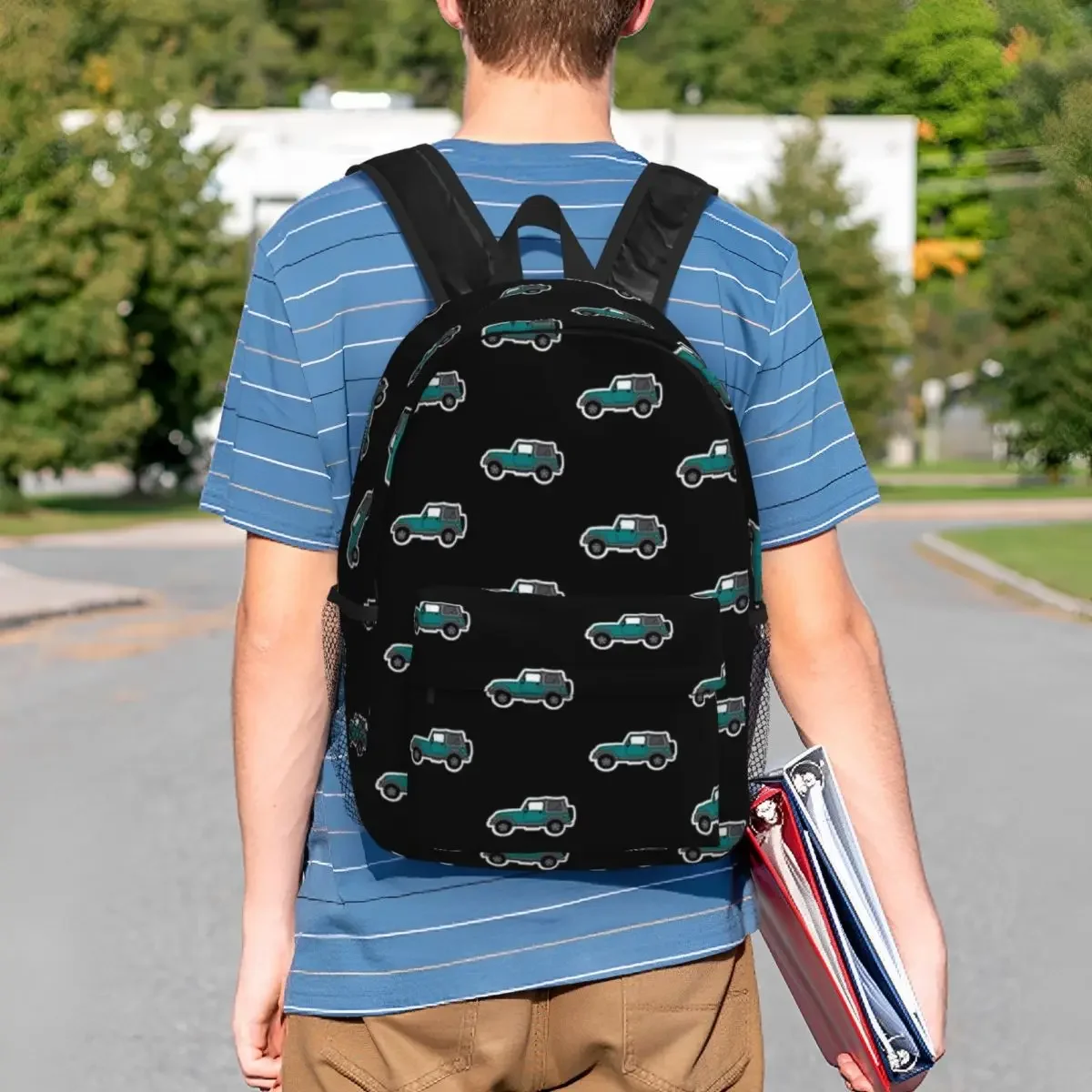 Teal Jeep Backpacks Boys Girls Bookbag Casual Children School Bags Travel Rucksack Shoulder Bag Large Capacity