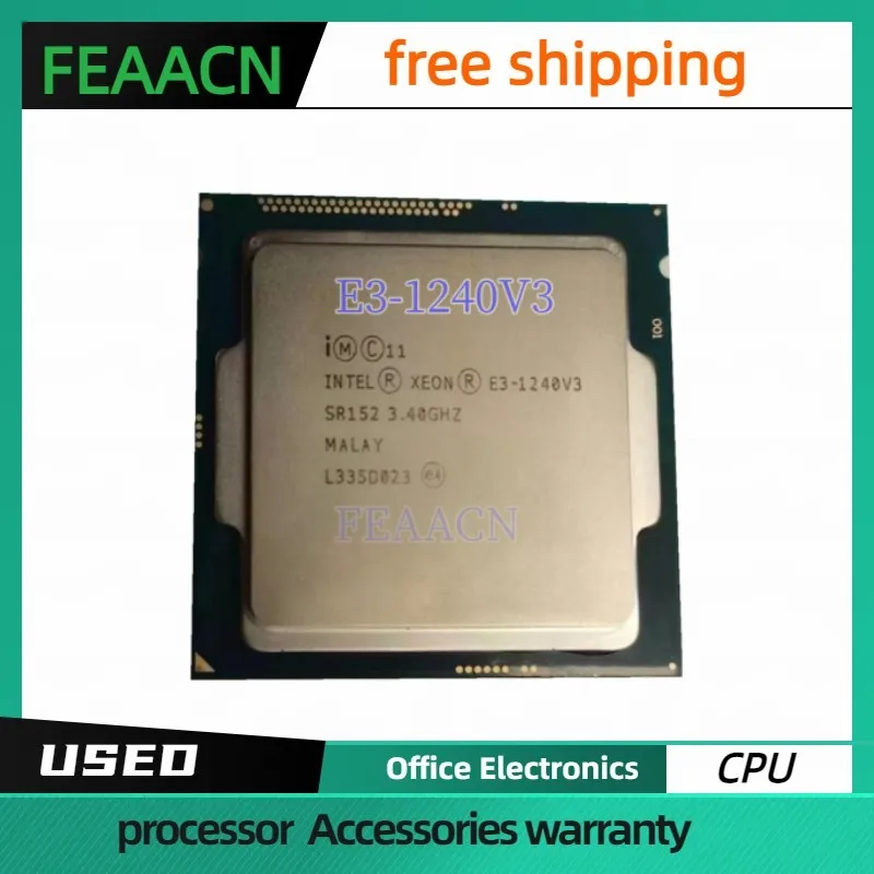 Processador usado Xeon  E3 1240V3 CPU  3.4GHz 8M 22nm LGA1150 80W Quad-core Desktop E3 1240V3 processador   e3-1240v3