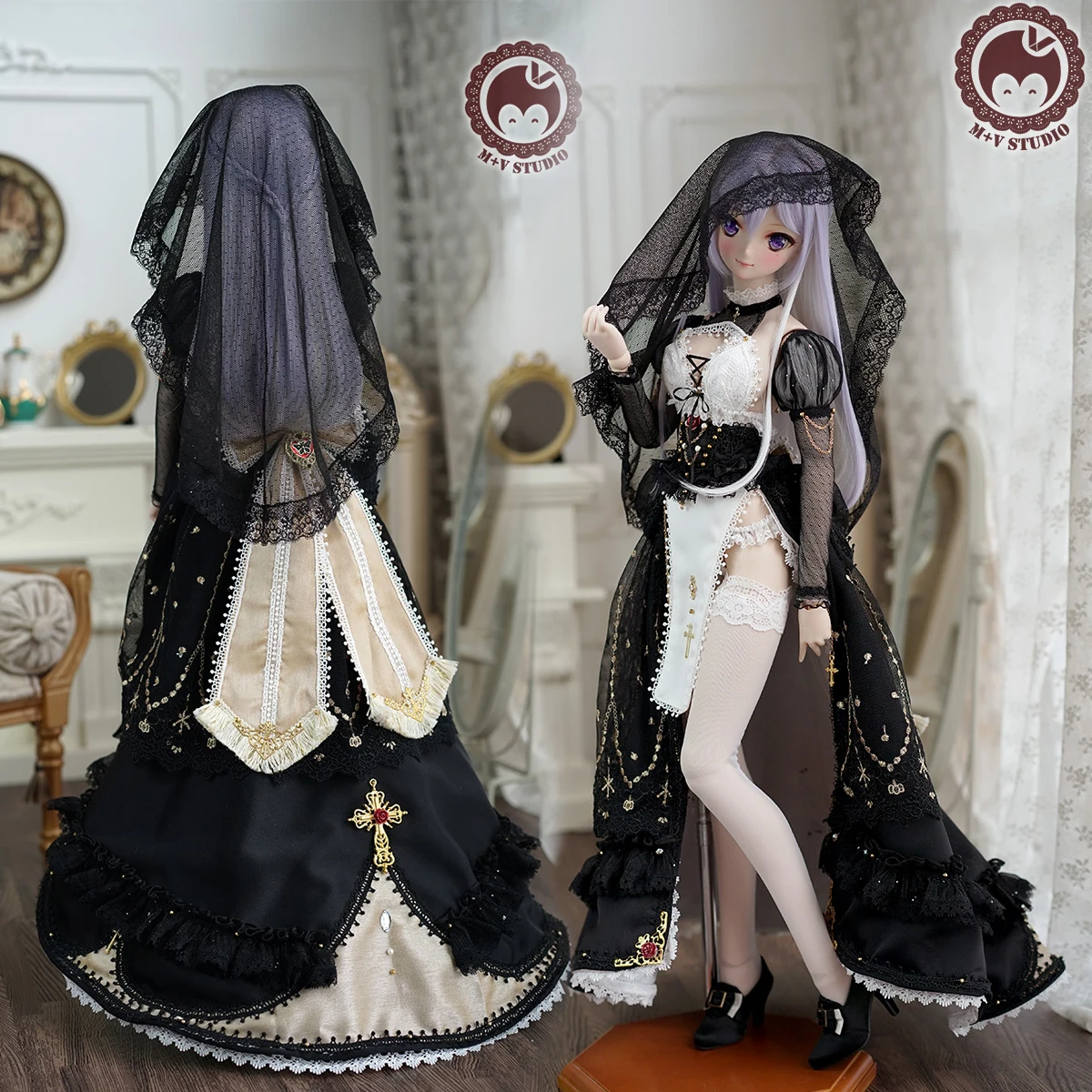 Limitiertes gotisches kleid bjd 1/3 dd sd dy priest ess kleid spitze dessous höschen rock bjd puppe kleidung zubehör