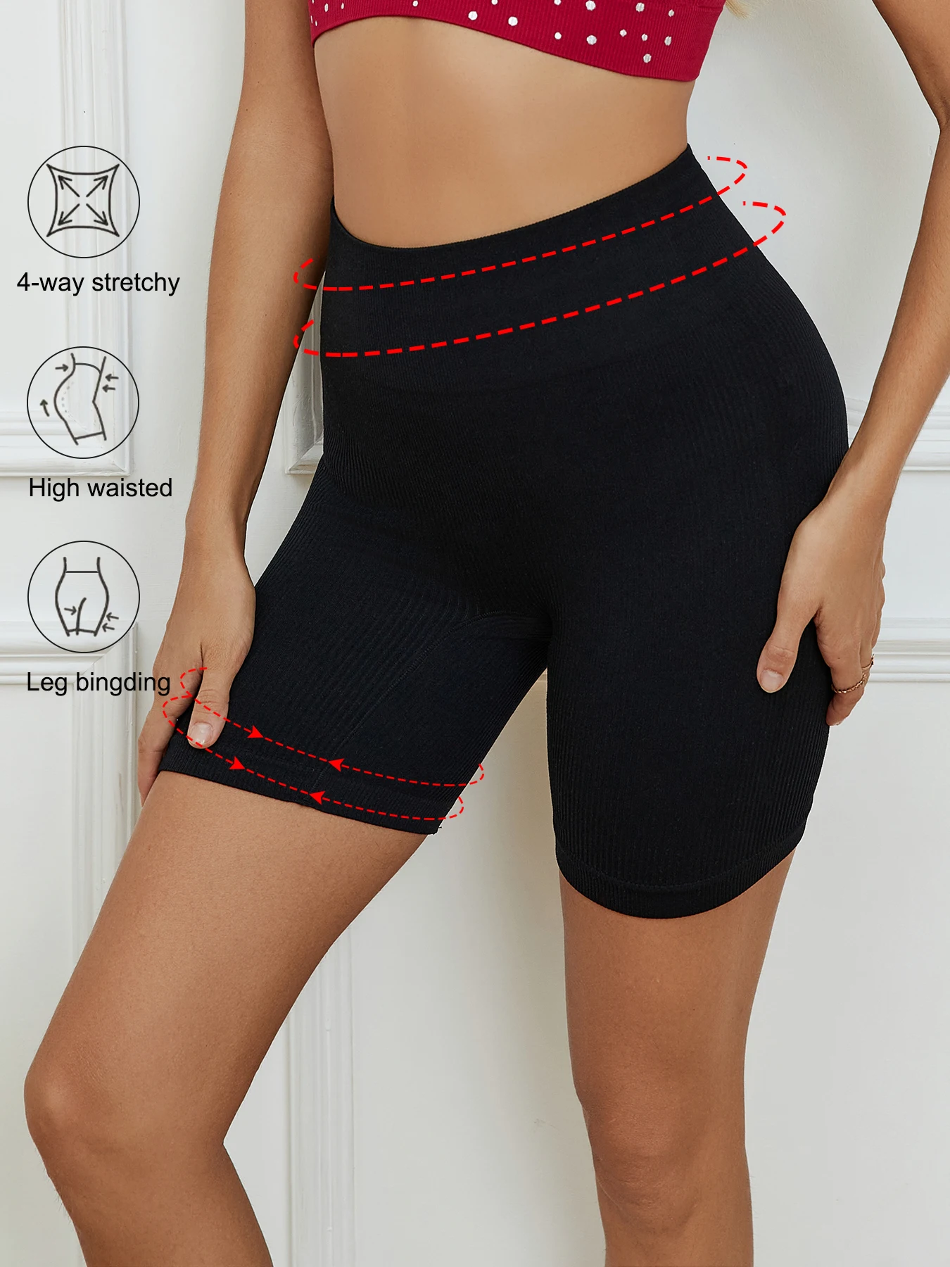 Mulheres sem costura de cintura alta shorts barriga controle shapewear esportes yoga calcinha