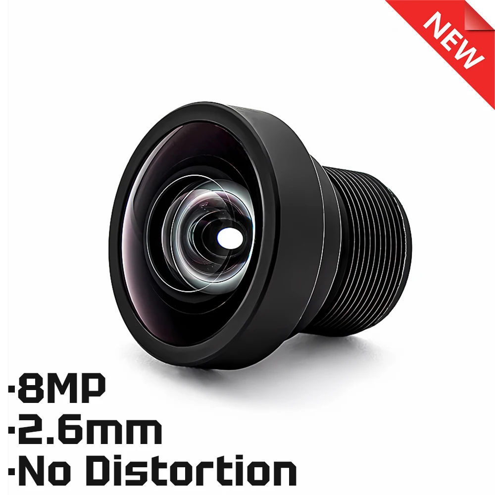 

Camera Lens CCTV 8MP 2.6mm No Distortion Aperture F2.4 Format 1/2.3" M12 Mount With 650nm Filter For Industrial Security Webcam
