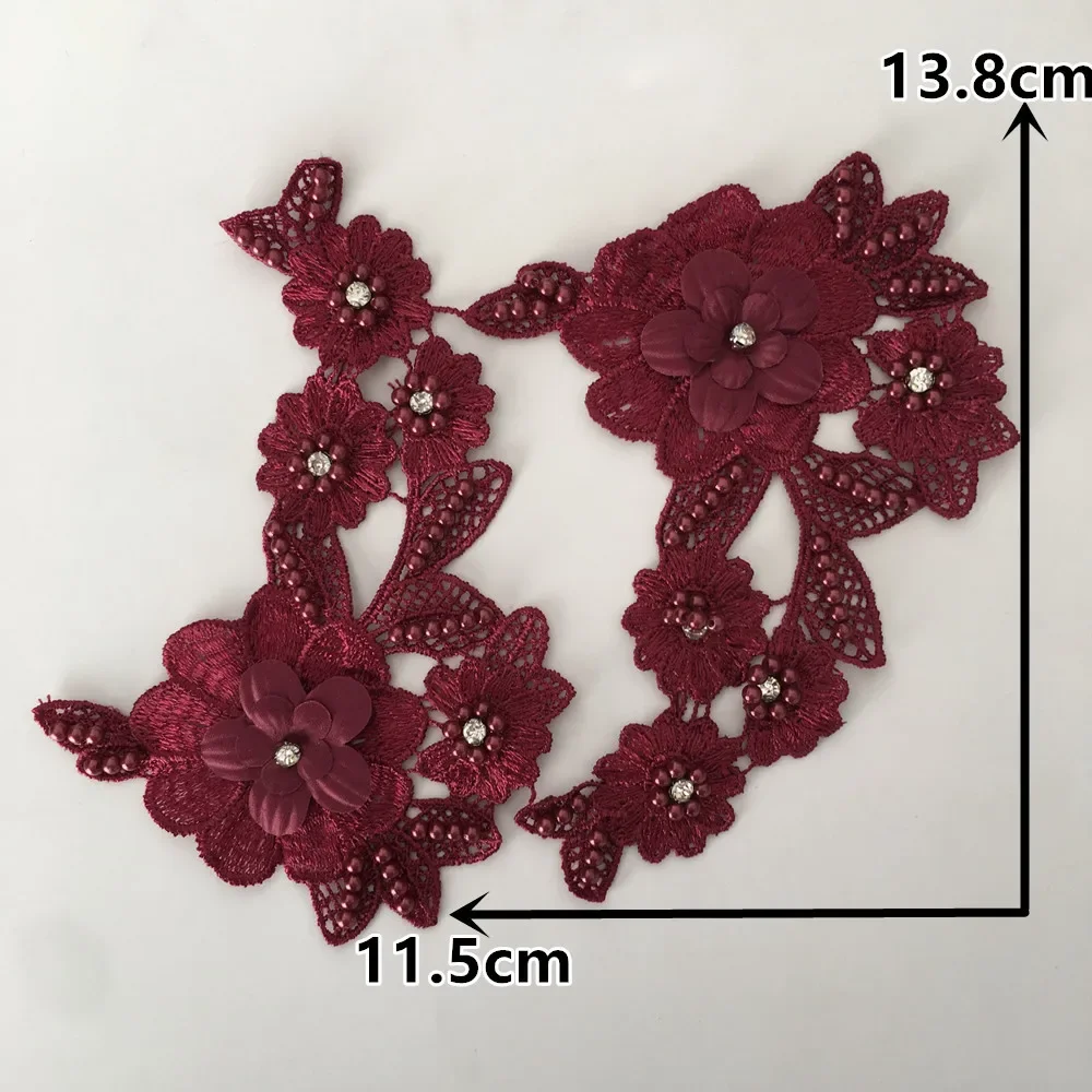 New arrival 3D flower polyester lace fabric embroidery lace collar shoes flower DIY ABS pearl sewing clothing accessories