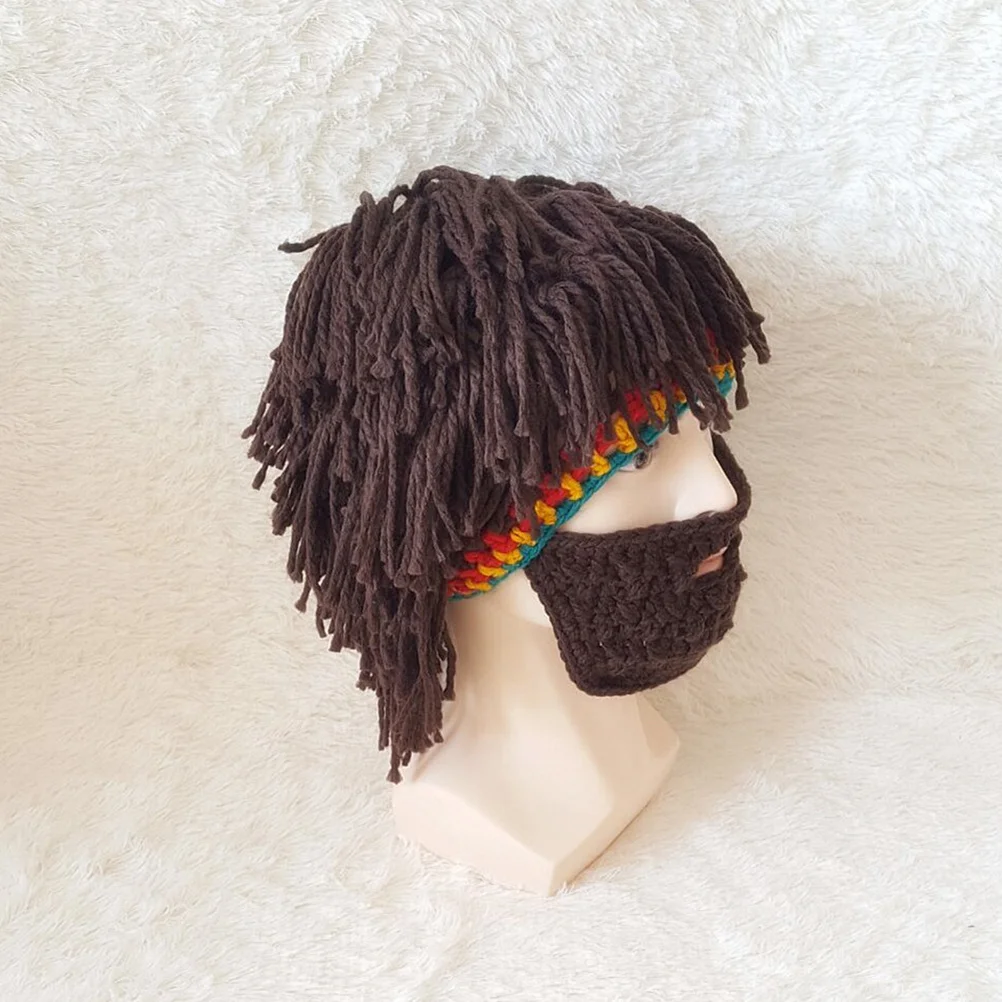 

Beard Hats Knitted Wool Cap For Warm Winter Style Halloween Party Cosplay Gift Mask Beanies Handmade Crochet Headwear