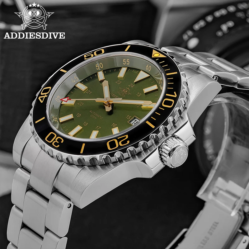 ADDIESDIVE Męski Zegarek 8215 Mechaniczny Szafirowy Świecący Zegarek Nurkowy 200m Ceramiczny Bezel Automatyczny Zegarek Prezent AD2504
