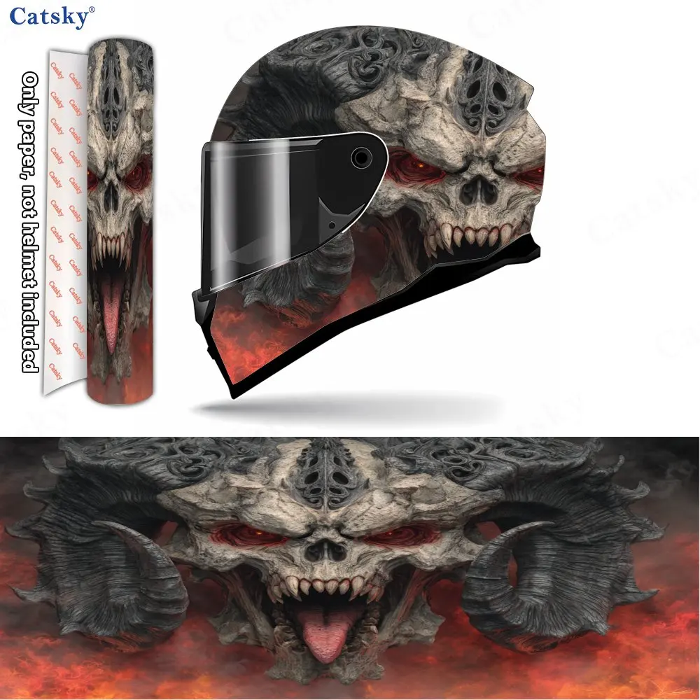 Hell's Giant Horn Demon Pattern Helmet stickers , PVC Material Multifunctional Helmet Stickers, Scratch-Resistant & Fade-Proof,