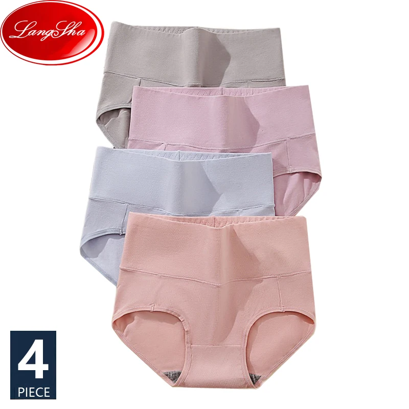 

Plus Size 4PCS High Waist CottonPanties Women Body Shaper Underwear Breathable Seamless Briefs Sexy Ladies Panty Female Lingerie