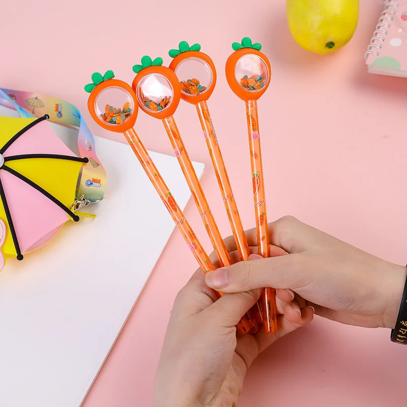 Ellen Brook 1 Pcs Stationery Pens School Office Suppies Novel Creative Kawaii Carrot Glitter Recreation Cute Gel Pen