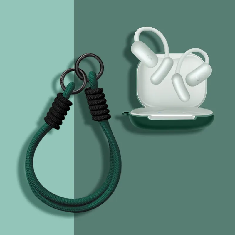 

For Anker Soundcore AeroFit 2 Pro Silicone Earphones Case Cover Shockproof Wireless Headphones Box With Landyard