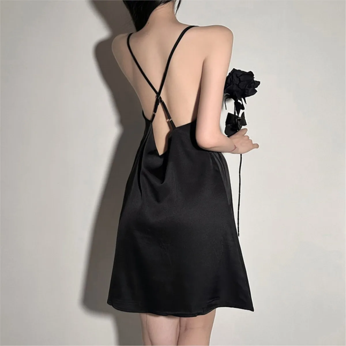 New Smooth Fabric Deep V Bodycon Womans Clothing Red Hollow Out Summer One Piece Mini Skirt Evening Dresses Sleeveless Y2k