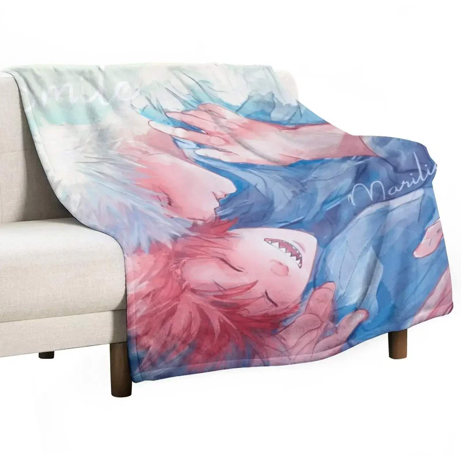 

smile - Kiribaku Throw Blanket Warm funny gift Retros Blankets