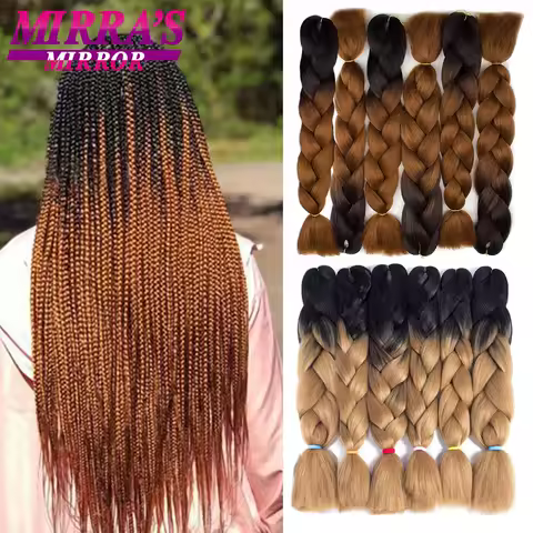 Braiding Hair Extensions for Women 6 Packs 24Inch High Temperature Ombre Jumbo Synthetic Braiding Hair for Twist Crochet Braids