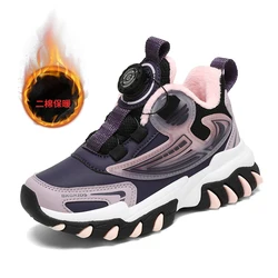 Winter New Rotating Buckle Sneaker Boys Girls Plush Warm Shoes Outdoor Fashion Running Shoes Teenagers Anti slip Wear Resistant