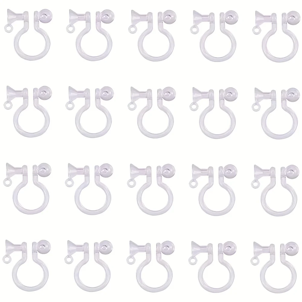 100 Stück 11 mm transparente Clip-Ohrring-Verschlüsse |   Runde, flache, hypoallergene Erkenntnisse |   Bastelzubehör für DIY-Schmuck ​ ​