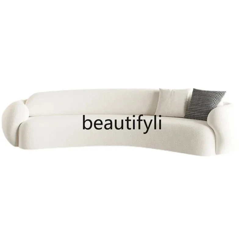 K132 Curved sofa, living room French retro wabi-sabi wind white cat claw cloth special-shaped sofa