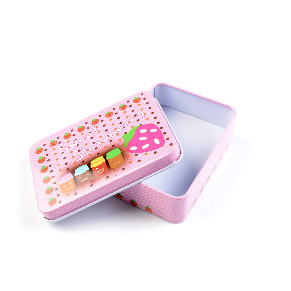 Mini Portable Metal Hinged Tin Box Empty Tins Small Storage Container Kit with Lid for Home Organizer