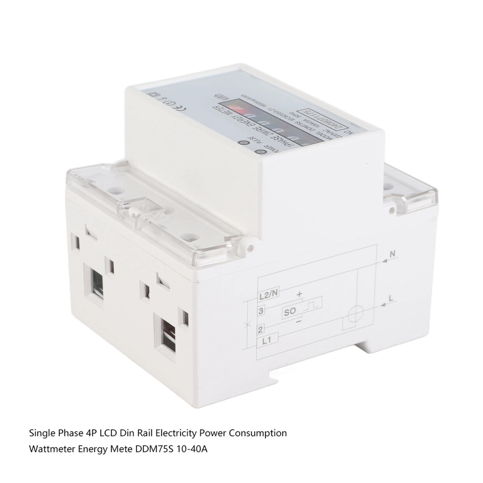 

Single Phase 4P LED Din Rail Electricity Power Consumption Wattmeter Energy Mete DDM75S 10‑40A 4P Din Rail Energy Meter