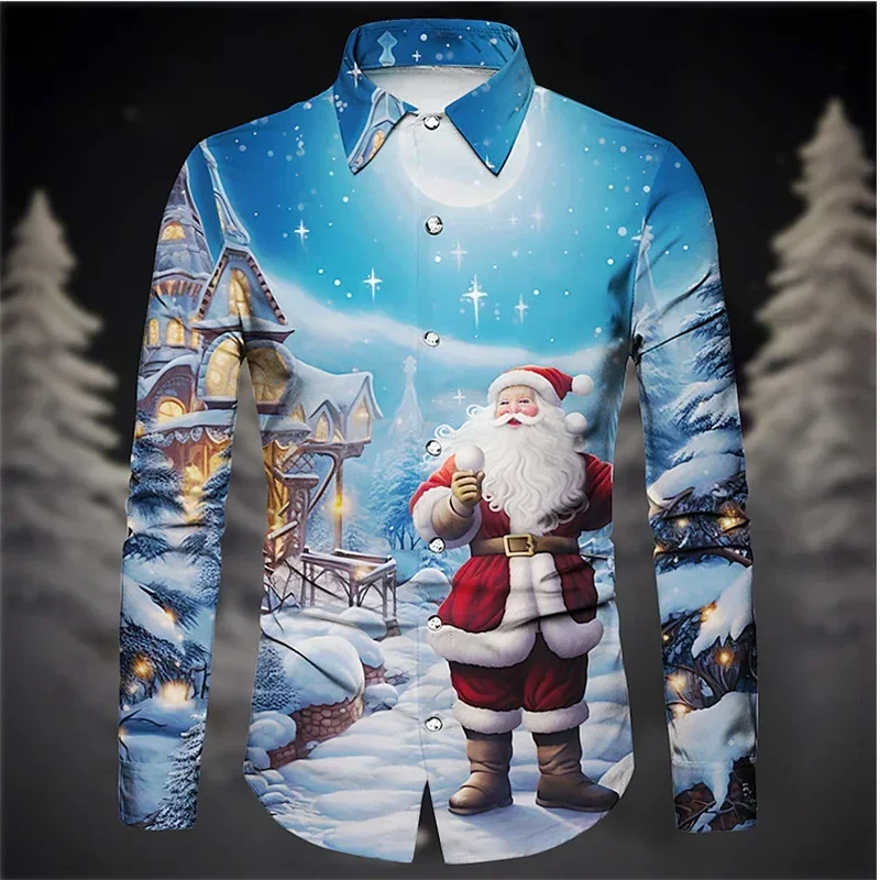 2026 New Men's Christmas Clothing Snowflake Fir Tree Santa Claus Snowflake Hat New Year Holiday HD Pattern Soft Comfortable Long