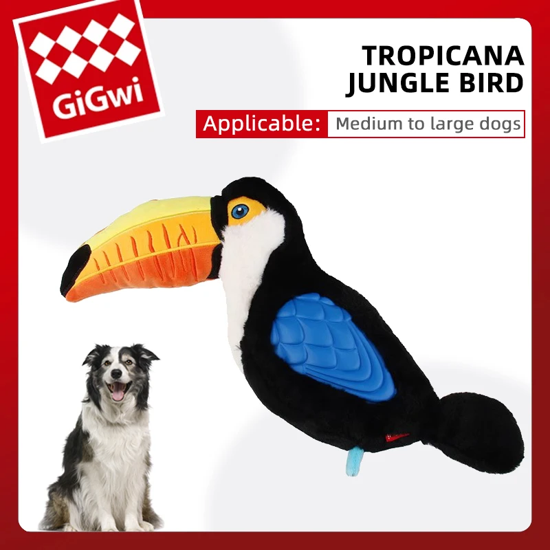 GiGwi Dogs Toy Jungle Toucan Series Toys with Simulated Plush Interactive Soundmaking Toys for Washable Dog Durable Chew Pet Toy