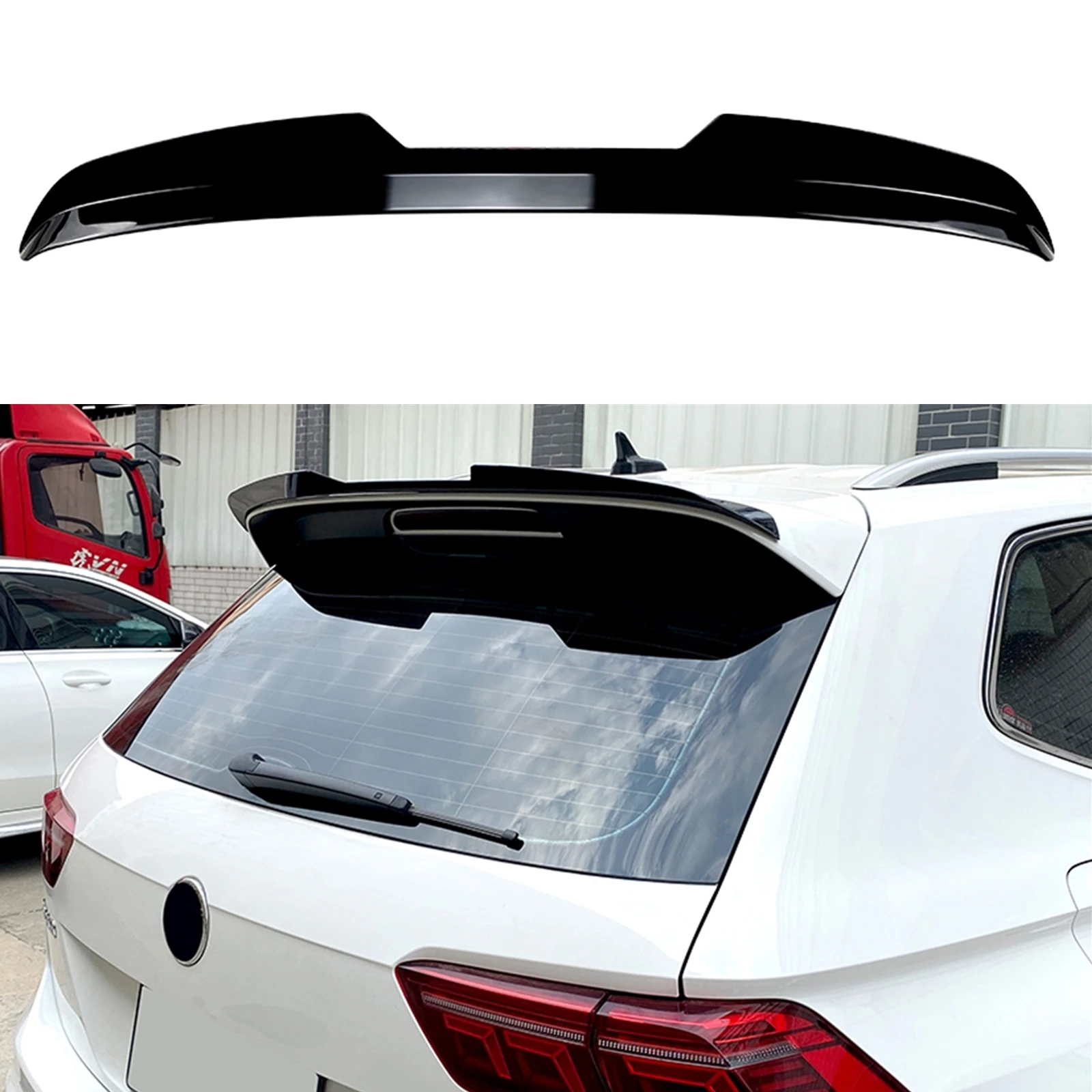 Rear Roof Spoiler Wing Lip For Volkswagen Tiguan R-Line VW Rline 2017-2023 Gloss Black/Carbon Fiber Look Trunk Upper Splitter