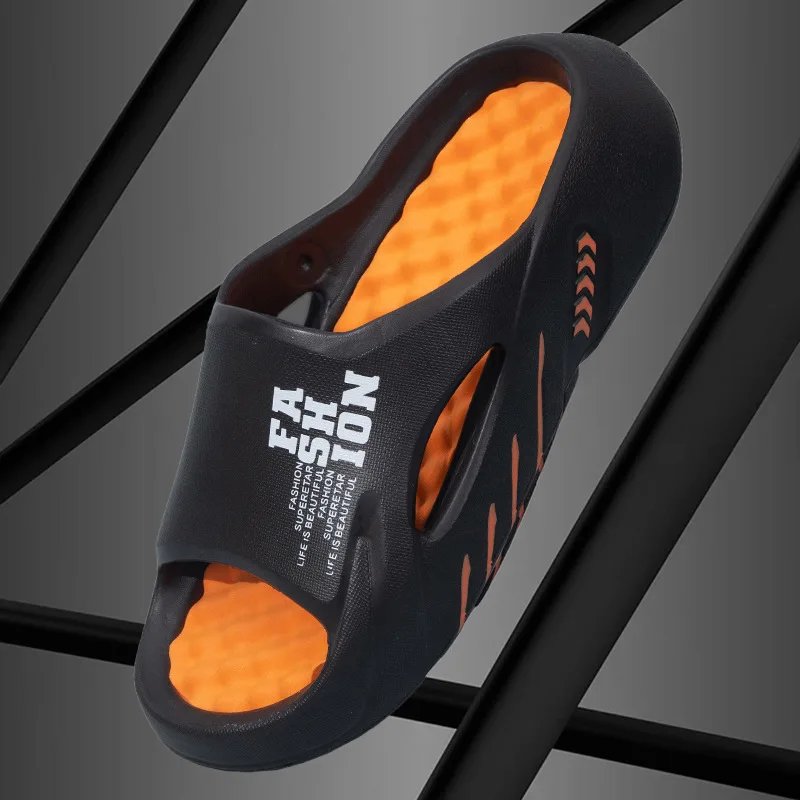 Unisex EVA Four Seasons Slides Massage Grid Insole Solid Soft Quiet Sole Non Slip Quick Dry Bathroom Household Casual Footwear