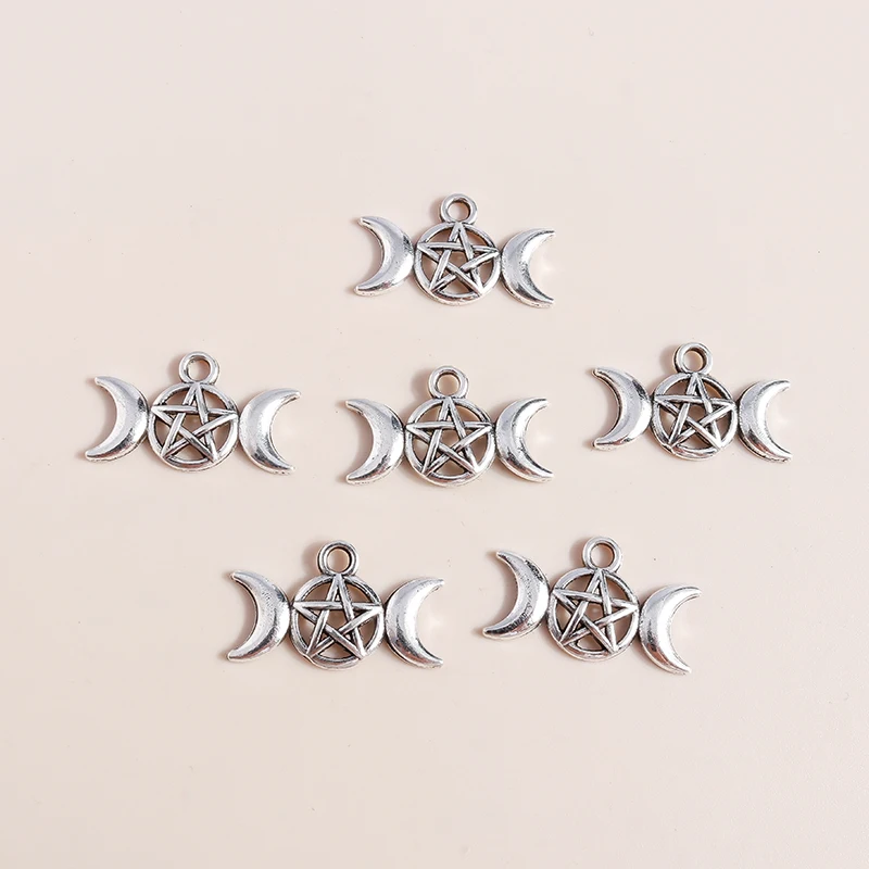 

50pcs 22x13mm Cute Alloy Moon Star Charms Pendants for Jewelry Making Drop Earrings Necklaces Bracelets DIY Crafts Accessories
