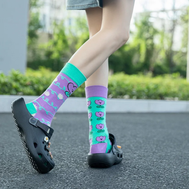 1 Pair Man Women Sock Original AB Tide Socks Dog Bear Love Heart Cow Cotton Socks Four Seasons Unisex Socks for Birthday Gift