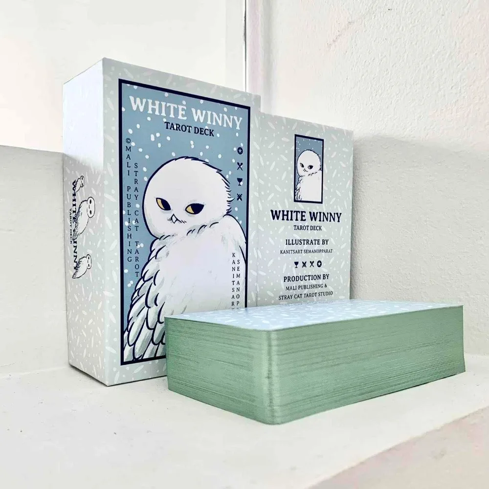 White Winny Tarot - Whimsical Owl Guide for Intuitive Readings & Self-Discovery with Gilded Edges Packed In Rigid Box 12*7cm