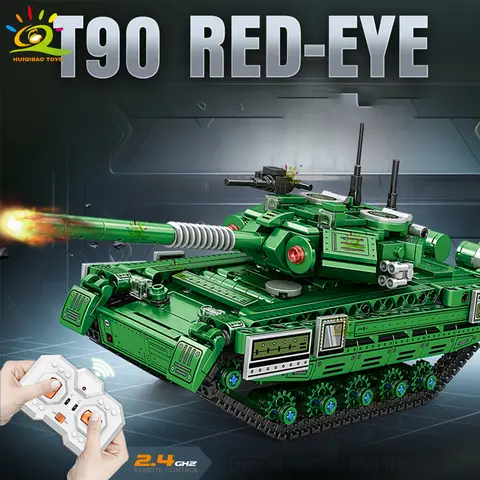 HUIQIBAO RC WW2 Militär Tank Byggstenar Set för Barn Fjärrstyrda Armétegelstenar Leksak Stad Byggstenar Barn Present 8 best sales Lego RC-stridsvagn - №3