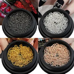 100CM Gold/Silver Metal Chains 3D Nail Charms 4-Colors Alloy Studs Long Chain Punk Nail Art With Shinying Diamond Nail Chain