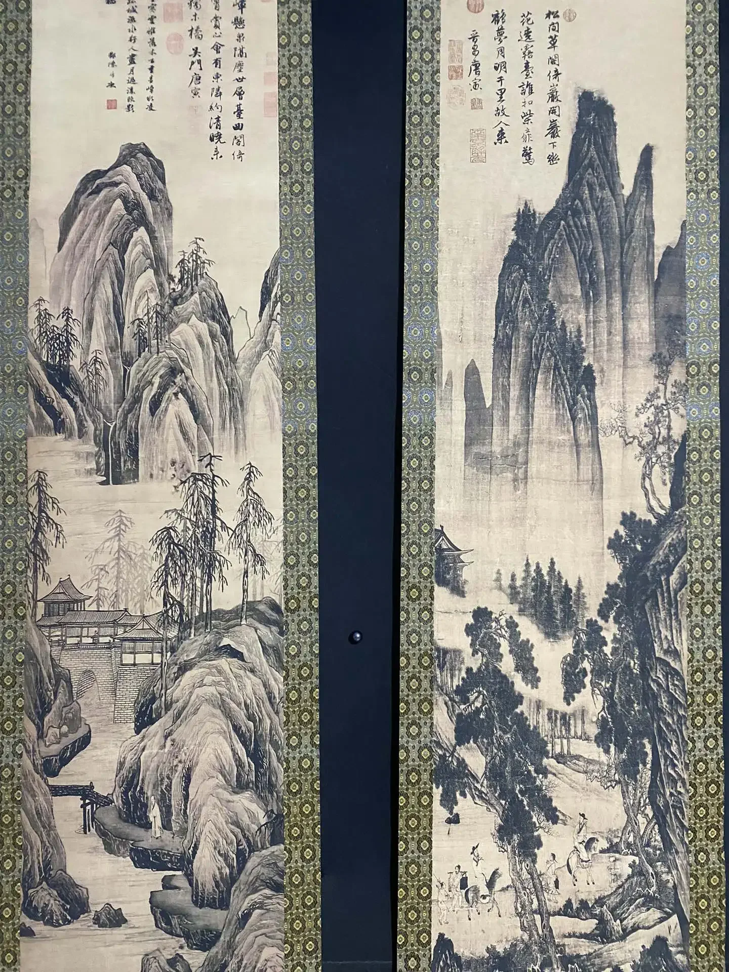 Old Chinese hand-painted long scroll,  Landscape Painting Scroll,4 pieces/pack, #202501-206