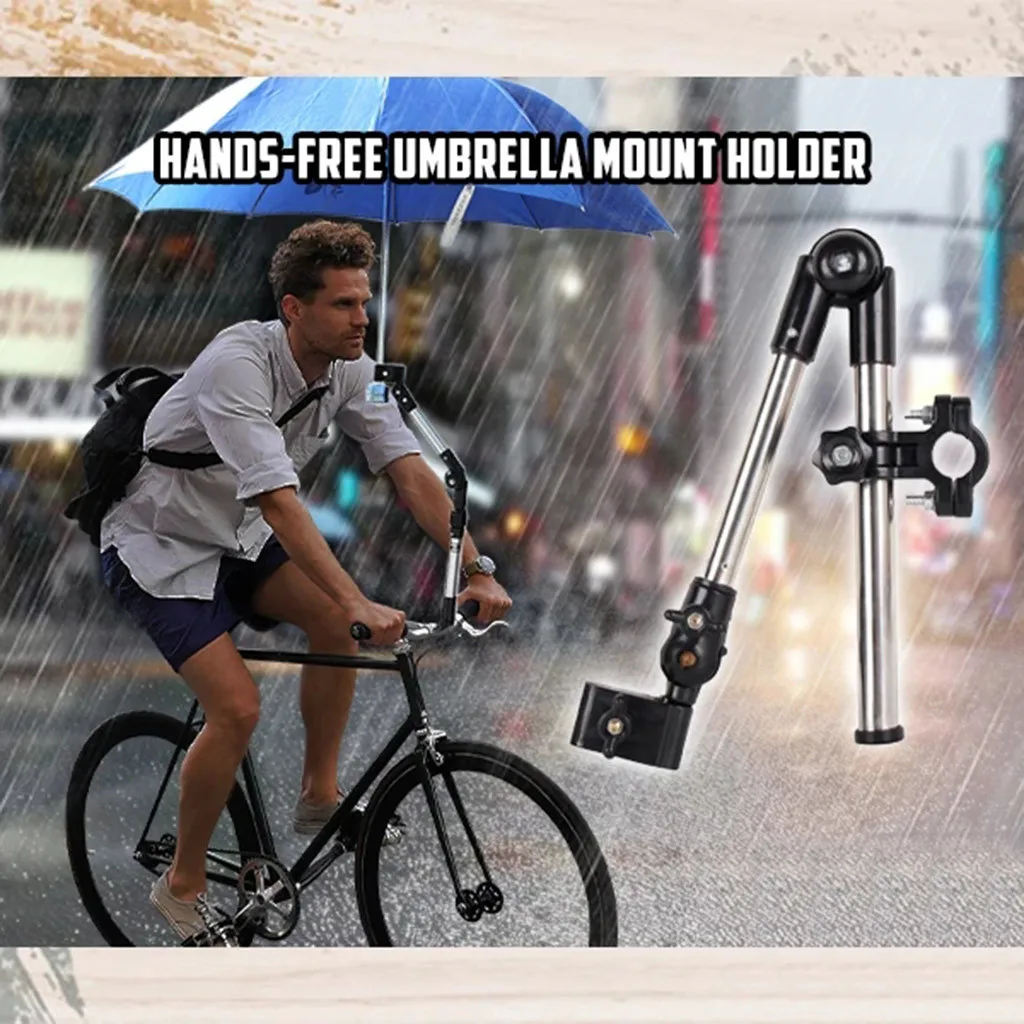 

1pc Bicycle Folding Umbrella Stand Stainless Steel Umbrella Stand Bicycle Accessories Umbrella Stand Adjustable Outdoor Cycling