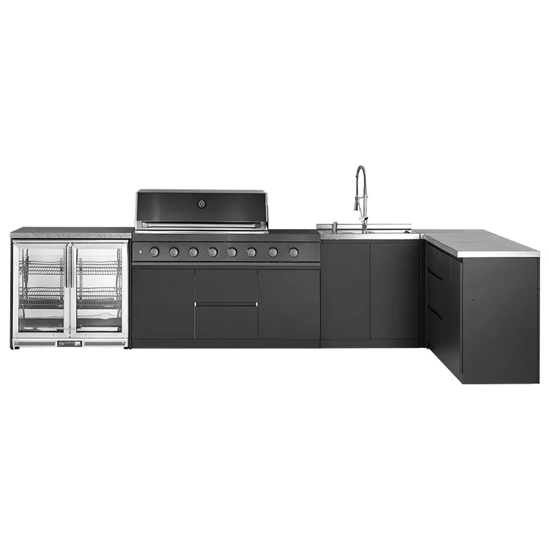 Outdoor Kitchen BBQ Island Stainless Steel Grill Cabinet Built-in Cooktop Weatherproof Modular Patio Villa Cooking Station