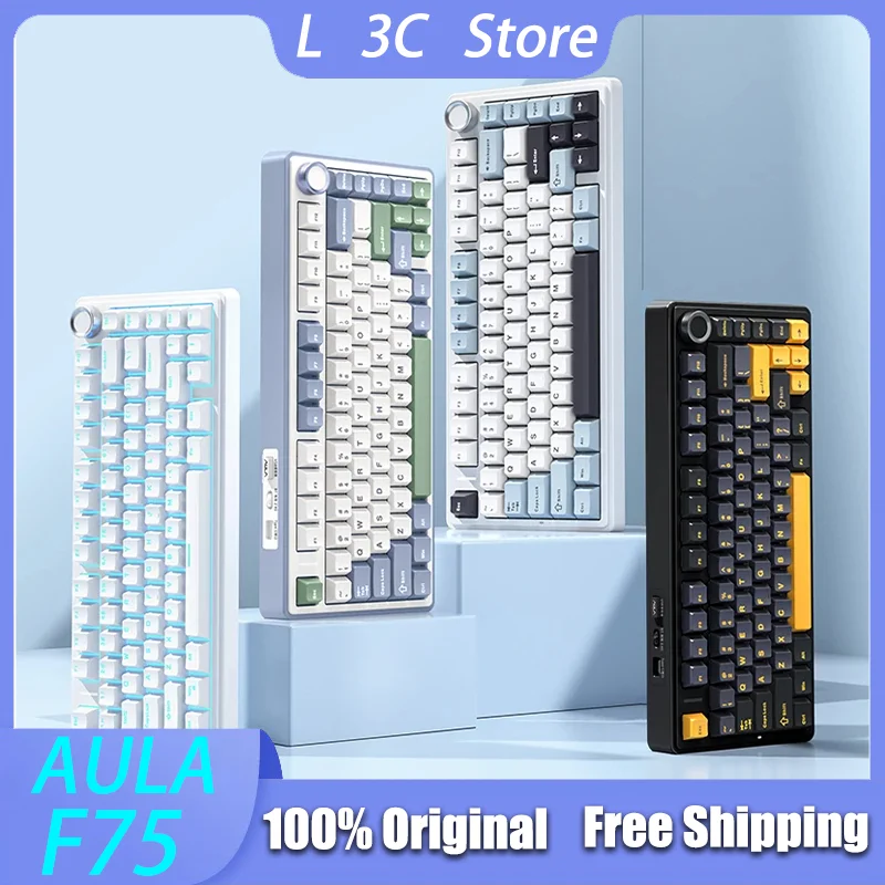 AULA F75 Wireless Mechanical Keyboard Three Mode Bluetooth Type-C Custom Low Latency Gasket Office PC Laptop Gamer Gift Win Mac