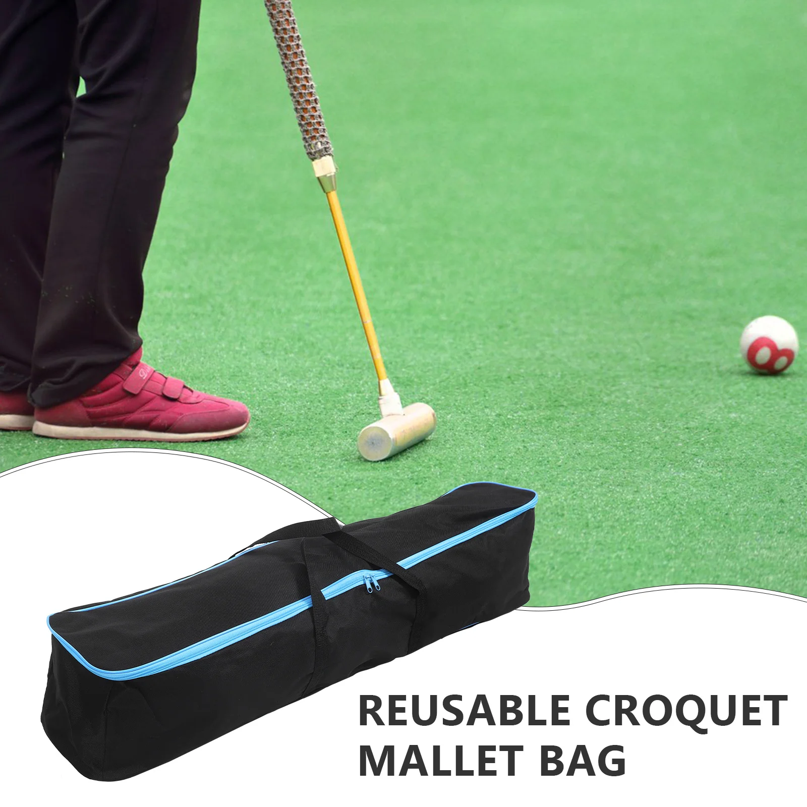 

Oxford Cloth Croquet Mallet Bag Wear-Resist Reusable Storage Pouch for Sports Outdoor Game Easy Carry Adjustable Strap Design