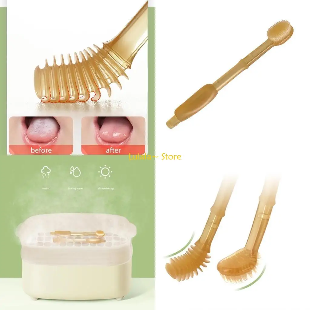 Y4QA Tongue Brush/Teeth Cleaning Tool Gentle Baby Silicone Brush Teeth Training Brush
