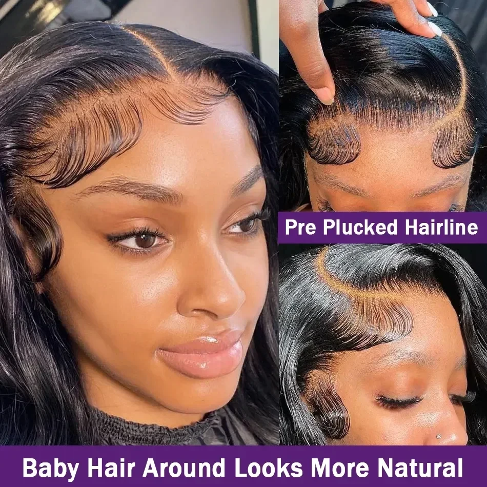 250 density 40 30 Inch 13x6 Hd Lace Frontal Body Wave Human Hair Wig 13x4 Brazilian Pre Plucked Human Hair Wig For Women image 4