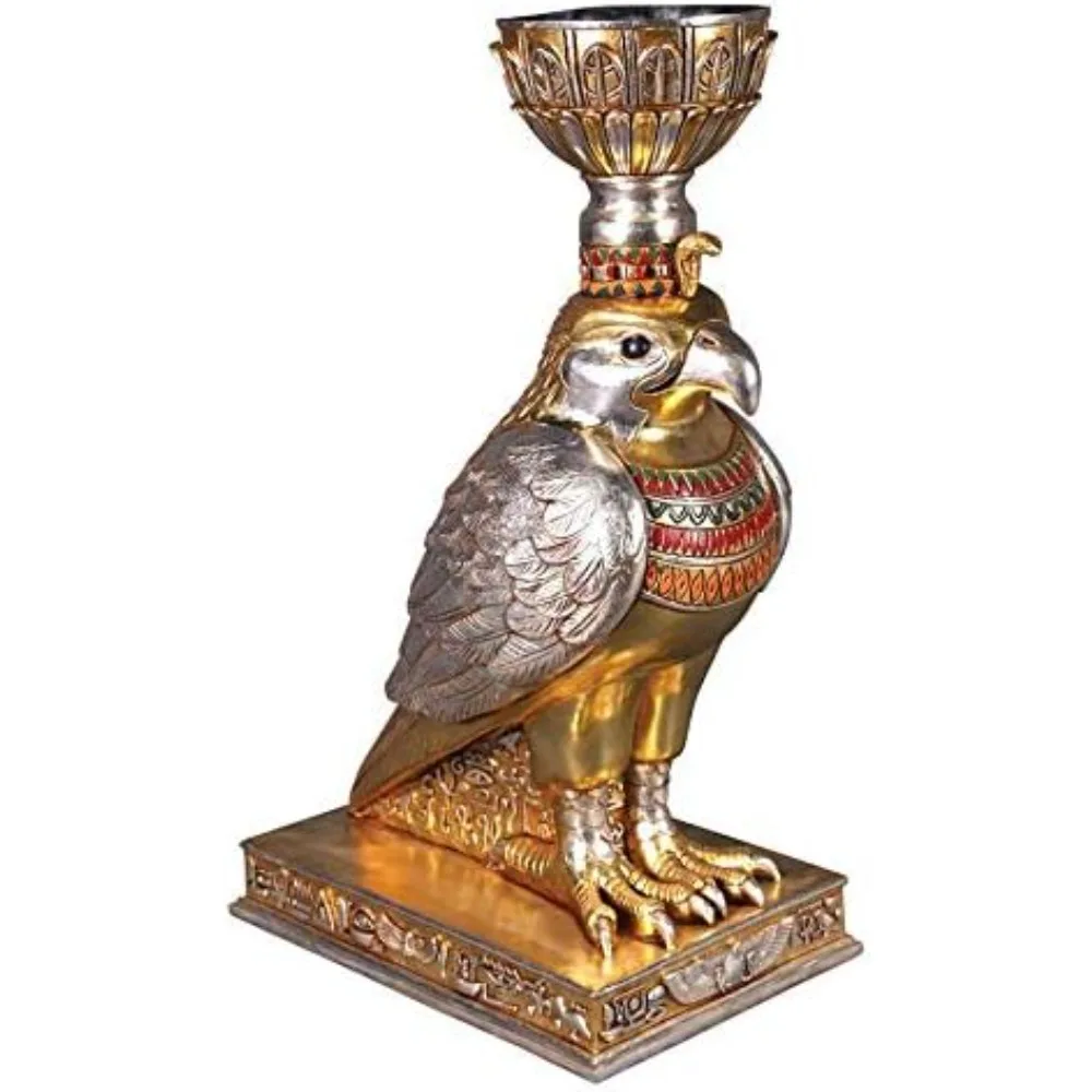 Egyptian Falcon God Pillar Ash Jar Plant Statues, 3-Foot, Multi Color High Quality Crushed Stone Handmade Casting Home Decor