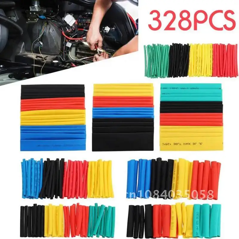 

328pcs New Low Voltage Thermal Casing Wire Cable Assorted Polyolefin Insulation Sleeving Heat Shrink Tube Kit Shrinking 2:1