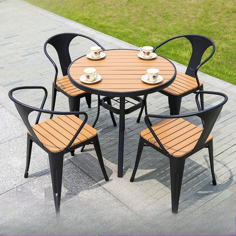 Outdoor tables and chairs Plastic wood outdoor tables and chairs Leisure balcony table and chair combination Terrace garden