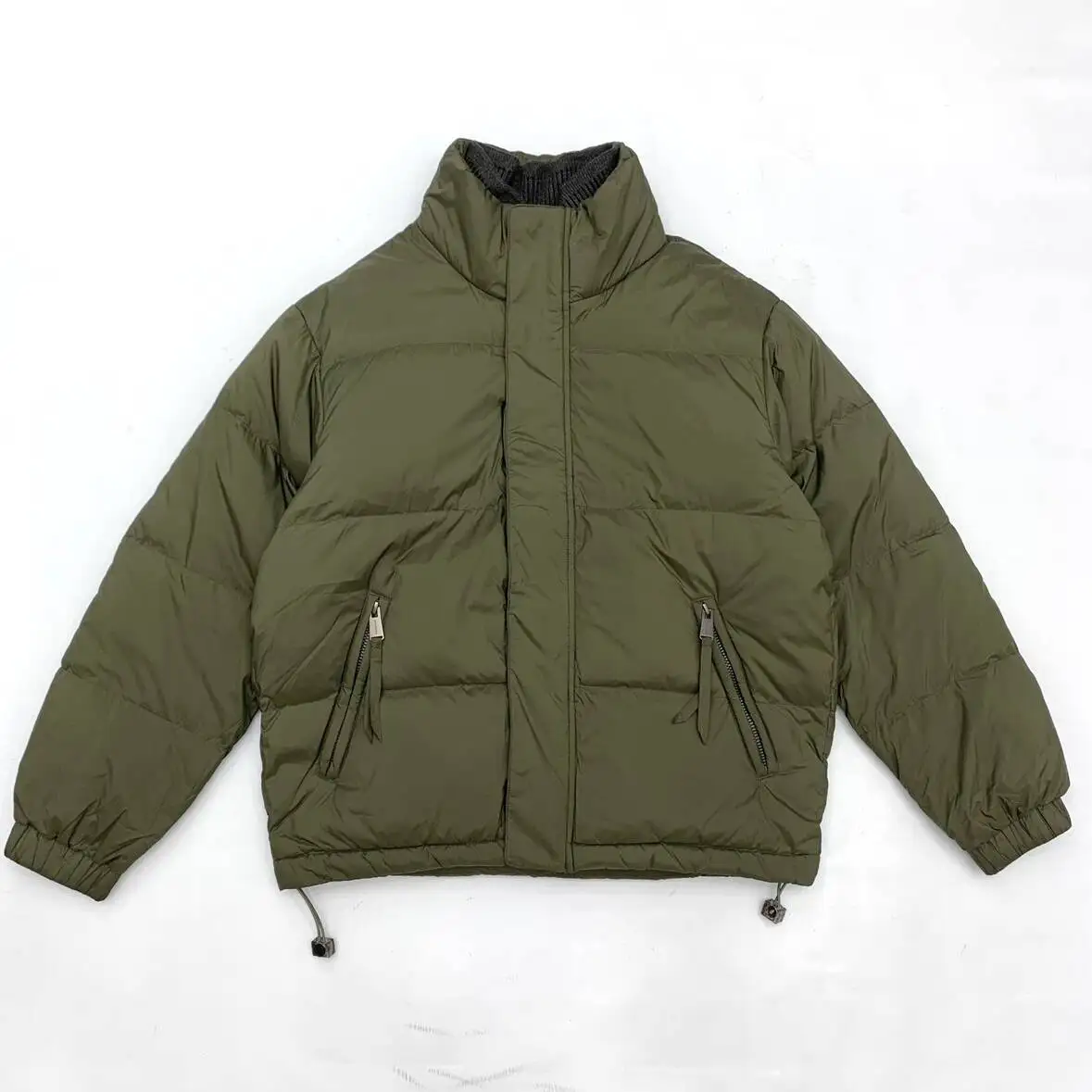 Men's White Duck Down Jacket Fall Winter Thickened Warm Coat with American Retro Stand Collar Trendy Brand Loose Fit Outerwear