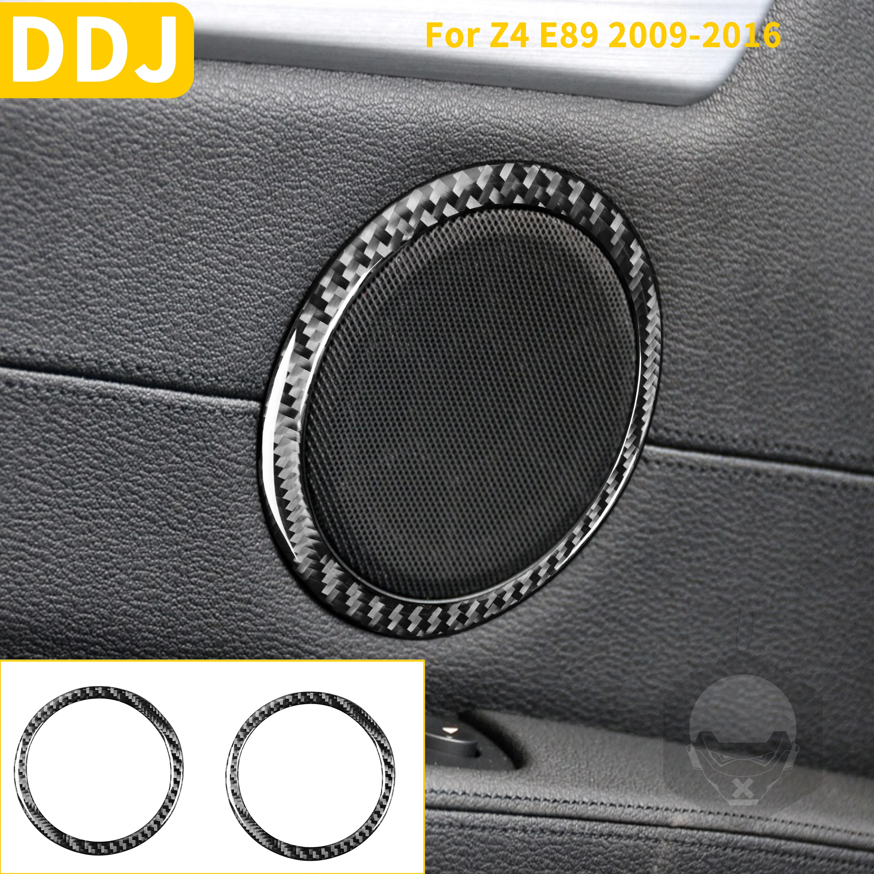 Carbon Fiber Door Speaker Loudspeaker Rings Circles Stickers For BMW Z4 E89 2009 2010 2011 2012 2013 2014 2015 2016 Roadster