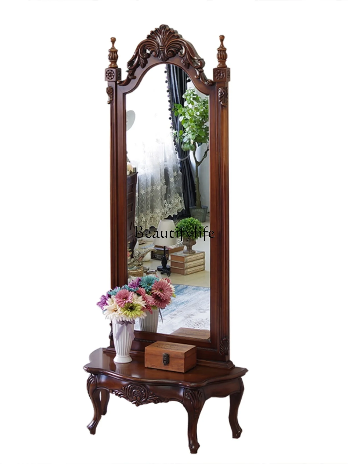 

Американское туалетное зеркало, домашнее зеркало для пола из массива дерева