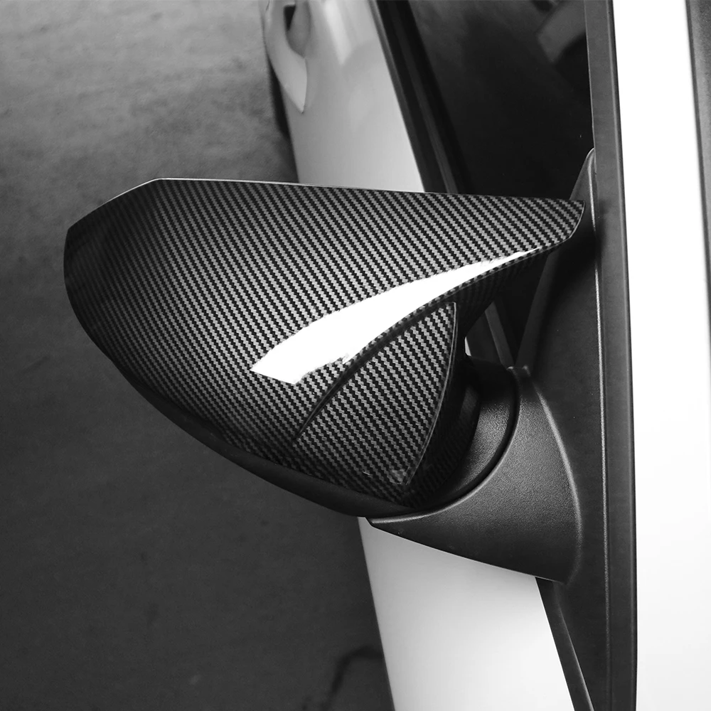 Fit For Hyundai Elantra CN7 N 2021-2025 Car Carbon Fiber Texture Horn-shaped Rearview Mirrors Cover Trim Exterior Accessories