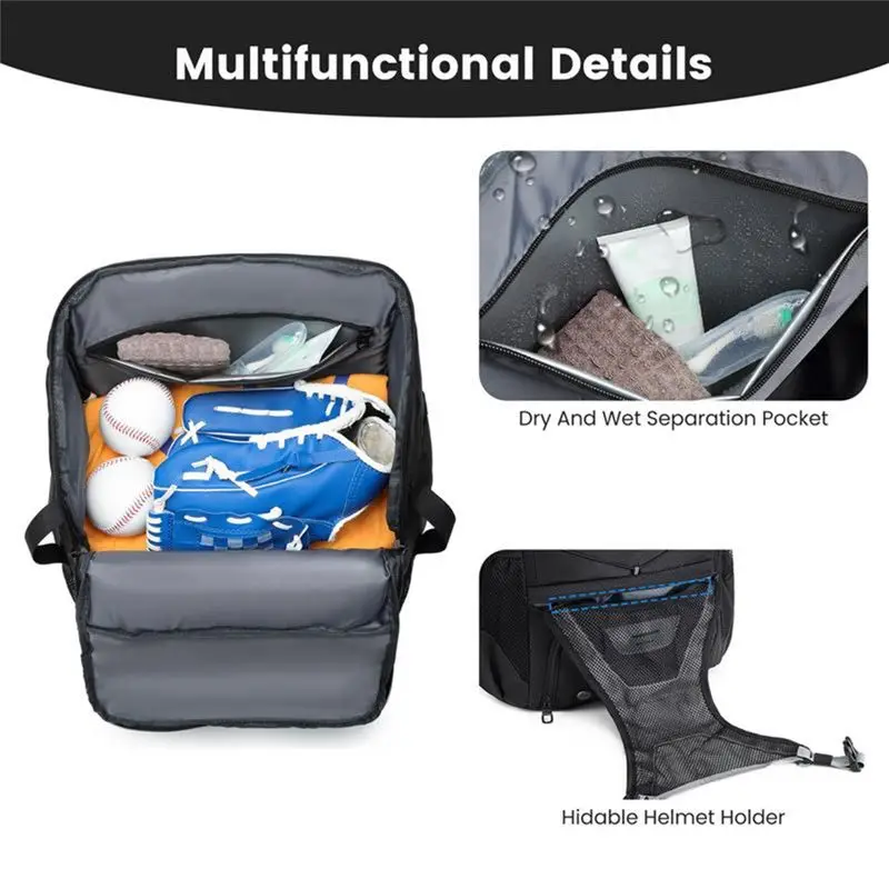 Large Capacity Baseball Softball Bag Hold Helmet 2 Tees Ball Bats Batting Glove Gear Outdoor Camping Bag Sport Organizer view 4