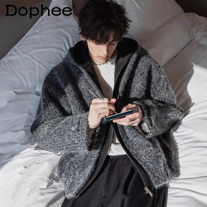 

Men's Fashion 2025 Autumn New High-End Double Hoodies Jackets Men's Fashion Comfort Warm Simple Tops Handsome Long Sleeve Coats