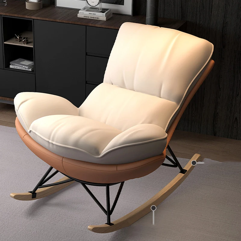 Comfy Wooden Living Room Chairs Rocking Leather Swing Lazy Living Room Chairs White Relax Meuble De Salon Houses Furnitures