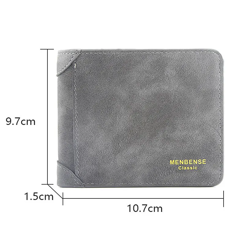 New Short Men Wallets Slim Card Holder Photo Holder Male Name Engraved Wallet Small Classic Zipper Coin Pocket Square Men Purses